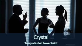  Presentation with pink disco dancing silhouettes - PPT theme featuring silhouettes of business partners discuss background and a  colored foreground