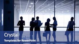  Presentation with windows - Slides enhanced with silhouettes of business people rushing background and a ocean colored foreground