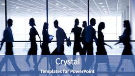  Presentation with windows - Amazing theme having silhouettes of business people rushing backdrop and a ocean colored foreground