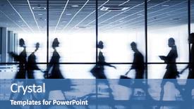  Presentation with windows - Theme consisting of silhouettes of business people rushing background and a teal colored foreground