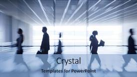  Presentation with business people silhouette - PPT theme having silhouettes of business people rushing background and a light blue colored foreground