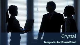  Presentation with team - Slides with silhouettes of business team talking background and a ocean colored foreground