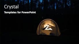 Presentation with camping - Cool new PPT theme with silhouettes-of-children-playing backdrop and a black colored foreground
