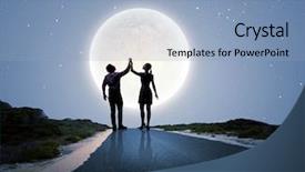  Presentation with moon - Cool new presentation with silhouettes of couple against big backdrop and a light blue colored foreground
