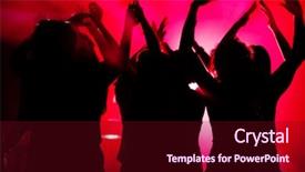  Presentation with shining light - PPT theme consisting of silhouettes of dancing people having background and a wine colored foreground