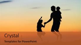  Presentation with silhouettes family - Amazing slides having silhouettes of family jumping backdrop and a red colored foreground