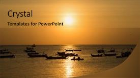  Presentation with fishing boats - Amazing presentation theme having silhouettes of fishing boats at sunset in bali backdrop and a gold colored foreground