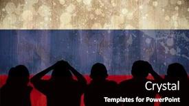  Presentation with russia flag - Slides enhanced with silhouettes of football supporters against russia flag in grunge effect background and a black colored foreground