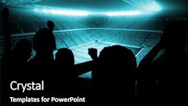  Presentation with football lights - Slide deck enhanced with silhouettes of football supporters against large football stadium with lights background and a black colored foreground
