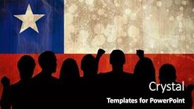  Presentation with chile - Theme having silhouettes of football supporters against chile flag in grunge effect background and a black colored foreground