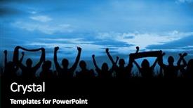  Presentation with football blue - Cool new theme with silhouettes of football supporters backdrop and a black colored foreground