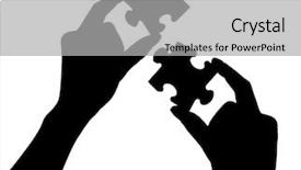  Presentation with puzzle - Presentation theme consisting of silhouettes of hands with puzzle background and a light gray colored foreground