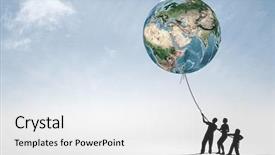  Presentation with nasa - Theme with people pulling earth plane background and a  colored foreground