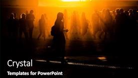  Presentation with festival - Presentation theme with silhouettes-of-people-walking background and a black colored foreground