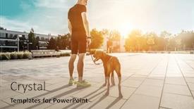  Presentation with morning sunrise - Slide set with silhouettes-of-runner-and-dog background and a coral colored foreground