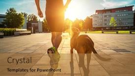  Presentation with city street - Beautiful slides featuring silhouettes-of-runner-and-dog backdrop and a coral colored foreground