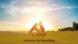  Presentation with trail running runner - Colorful PPT theme enhanced with silhouettes-of-runner-and-dog backdrop and a gold colored foreground