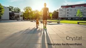  Presentation with city street - Cool new slides with silhouettes-of-runner-and-dog backdrop and a coral colored foreground