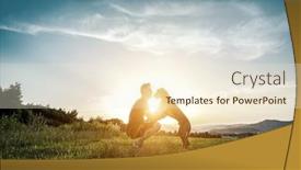  Presentation with field - Audience pleasing theme consisting of silhouettes-of-runner-and-dog backdrop and a cream colored foreground