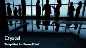  Presentation with office - PPT theme consisting of silhouettes of several colleagues communicating background and a wine colored foreground