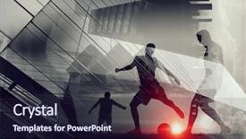  Presentation with soccer - Audience pleasing slide set consisting of silhouettes of soccer players backdrop and a wine colored foreground