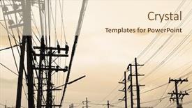  Presentation with electric pole electrical power poles - PPT layouts featuring silhouettes of telegraph poles background and a cream colored foreground