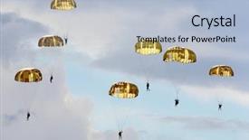  Presentation with army - Cool new presentation theme with silhouettes of the army skydiver backdrop and a light blue colored foreground
