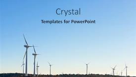  Presentation with green energy - Slide deck having silhouettes-of-windmills background and a light blue colored foreground