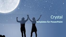  Presentation with romantic - Slides enhanced with silhouettes of young romantic couple background and a ocean colored foreground