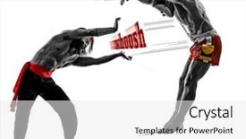  Presentation with martial arts - Slide deck featuring silhouettes on white background background and a white colored foreground