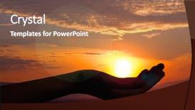  Presentation with rajput sun - Slides with silhouettes people - silhouette of hand with evening background and a coral colored foreground