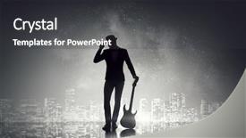  Presentation with elegant - Amazing PPT theme having silhouettes people 3d - elegant guitarist silhouette mixed media backdrop and a dark gray colored foreground
