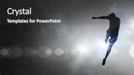  Presentation with outdoors - Colorful PPT layouts enhanced with silhouettes people 3d - soccer player with ball outdoors backdrop and a dark gray colored foreground