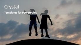  Presentation with freedom - Cool new PPT theme with silhoutte of two brothers enjoying backdrop and a gray colored foreground