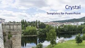  Presentation with environment - PPT layouts featuring river passing through orense roman background and a sky blue colored foreground