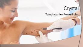  Presentation with plastic - Amazing PPT layouts having silicium - plastic surgeon making marks backdrop and a white colored foreground