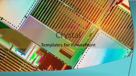  Presentation with wafer - Slide set featuring silicon-chip-wafer-reflecting-blue background and a gold colored foreground
