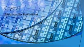  Presentation with integrated circuits - PPT theme consisting of silicon-monocrystalline-wafer-with-microchips background and a light blue colored foreground