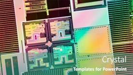  Presentation with integrated circuits - Slides having silicon-monocrystalline-wafer-with-microchips background and a teal colored foreground