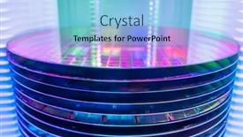  Presentation with wafer - Presentation design consisting of silicon-wafer-under-cleanroom-fabrication background and a light blue colored foreground