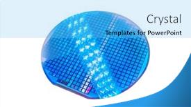  Presentation with wafer - PPT layouts enhanced with silicon-wafer-with-microchips-reflecting and a light blue colored foreground
