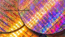  Presentation with circuits - Presentation with silicon-wafers-and-microcircuits-slice background and a coral colored foreground