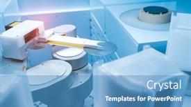  Presentation with robot arm - PPT theme featuring silicon-wafers-and-microcircuits background and a teal colored foreground