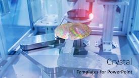  Presentation with robot arm - Cool new presentation theme with silicon-wafers-and-microcircuits backdrop and a light blue colored foreground