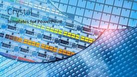  Presentation with integrated circuits - Slides consisting of silicon-wafers-and-microcircuits background and a light blue colored foreground