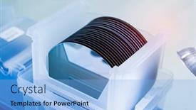  Presentation with wafers - Audience pleasing slide deck consisting of silicon-wafers-in-plastic-holder backdrop and a light blue colored foreground