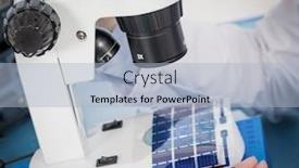  Presentation with wafers - Slide deck having silicon-wafers-production-photolithography-concept background and a light blue colored foreground