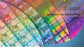  Presentation with circuits - Slides featuring silicon-wafers-with-microchips-used background and a gold colored foreground