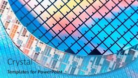  Presentation with integrated circuits - Presentation design featuring silicon-wafers-with-microchips-used background and a teal colored foreground