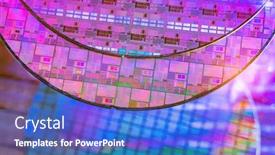  Presentation with integrated circuits - Slide deck enhanced with silicon-wafers-with-microchips-used background and a teal colored foreground